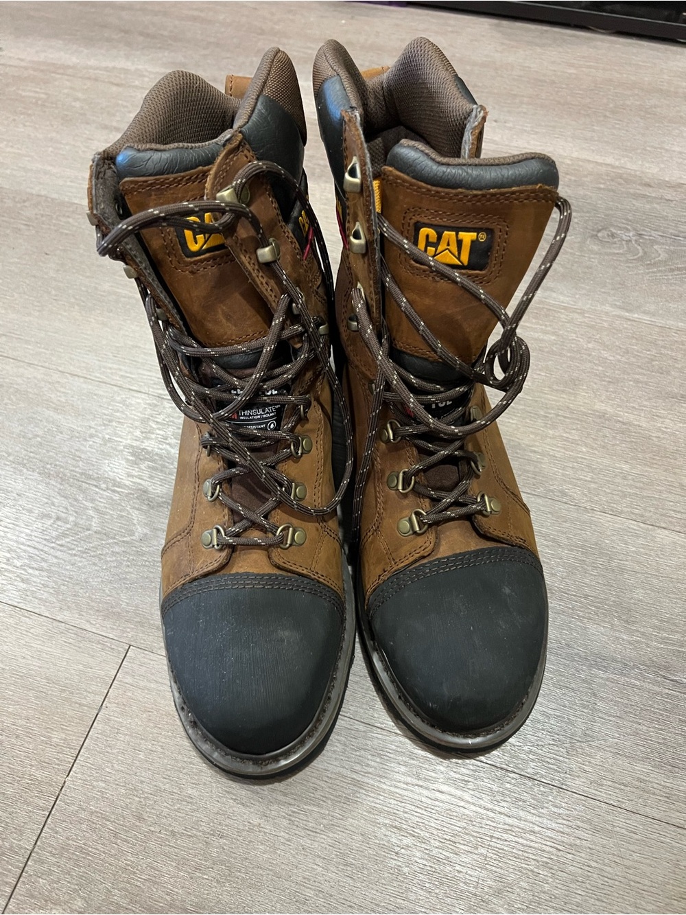 Caterpillar Brown Work Boots with Black Toe Caps
